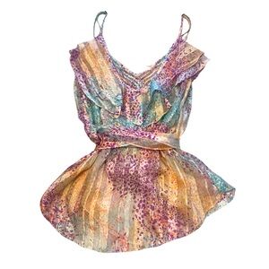 Rebecca Taylor Multicolor Ruffled Sleeveless Blouse